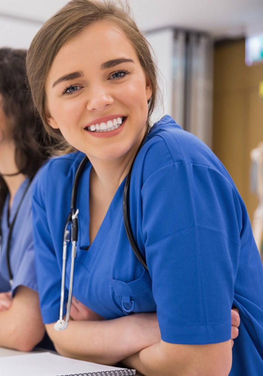 happy medical tech in clean scrubs